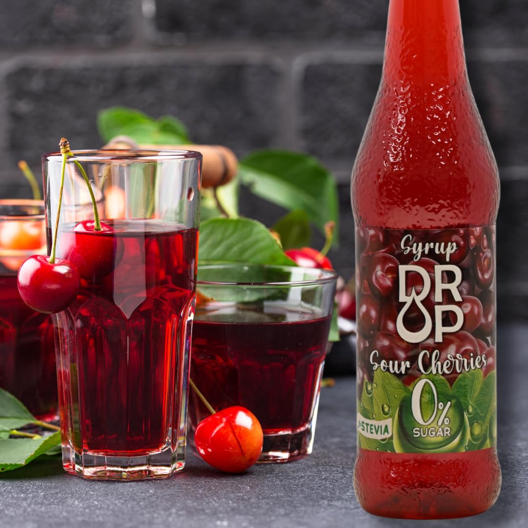 Amazon.com: Drop Sour Cherry Sugar-Free Syrup,Natural Stevia,100
